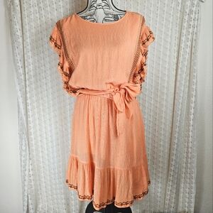 Free People Weekend Brunch Coral Mini Dress Size Medium